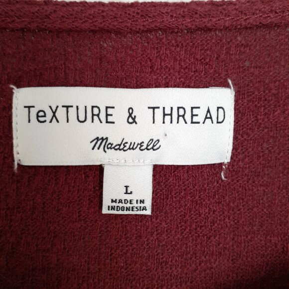 Madewell Texture & Thread Eyelet Mix Ruffle-Sleeve Top in Wine Red Size L - Picture 3 of 12